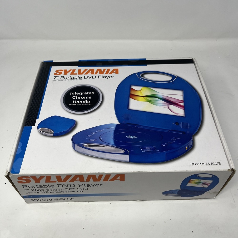 Sylvania SDVD7045 Blue 7" Portable DVD Player LCD Screen Handle Round New Open